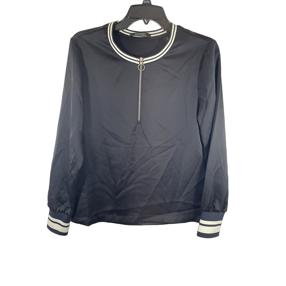 Scotch & Soda Magical Altitudes 1/4 Zip Black Long Sleeve Top Women's Small